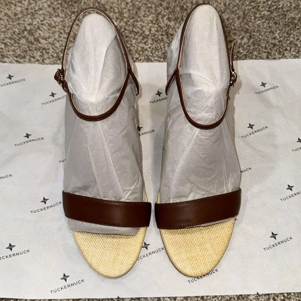Brown Leather Delphine Wedges
